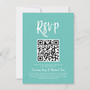 Invitation RSVP par code QR   Style de script vert de la ment