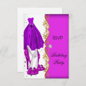 Invitation RSVP Parties scintillant rose pourpre Chaussures R (Devant / Derrière)