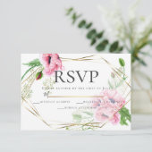 Invitation RSVP | Pépites et feuillages roses d'aquarelle (Debout devant)