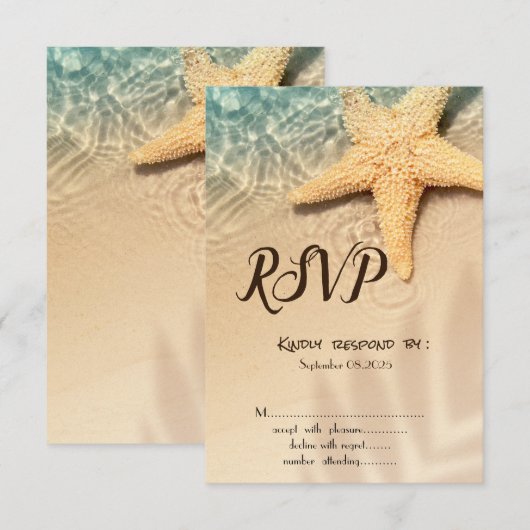 Invitation RSVP pour la plage Seastar (Devant / Derrière)