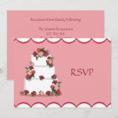 Invitation RSVP pour la réception de mariage gâteau de mariag (Devant / Derrière)