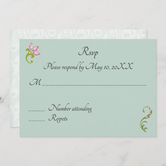 Invitation RSVP pour le mariage indien hindou du paon (Devant / Derrière)