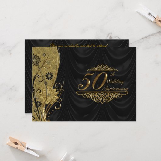 Invitation RSVP pour les 50 ans de mariage (Devant/Arrière en situation)