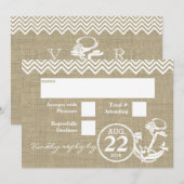 Invitation RSVP pour mariage à chevron d'ancre nautique (Devant / Derrière)