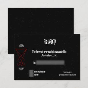 Invitation RSVP pour un mariage gothique luciférien occulte o