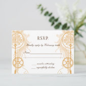 Invitation RSVP pour un mariage Steampunk (Debout devant)