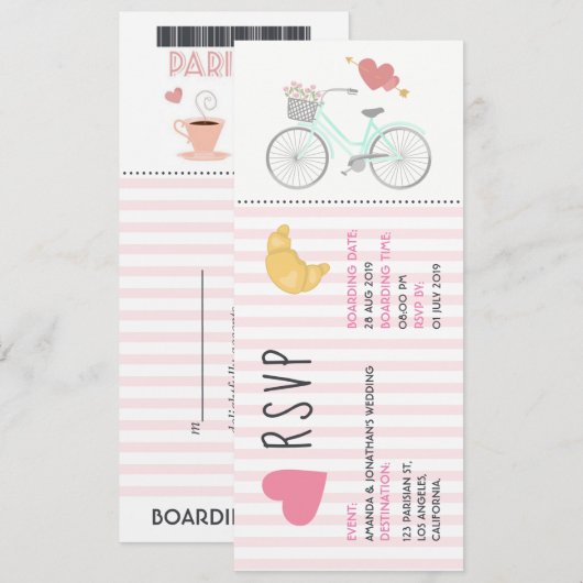 Invitation RSVP pour un mariage sur le thème de Pa (Devant / Derrière)