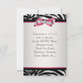 Invitation RSVP pour une fête au thème zèbre rose (Dos)