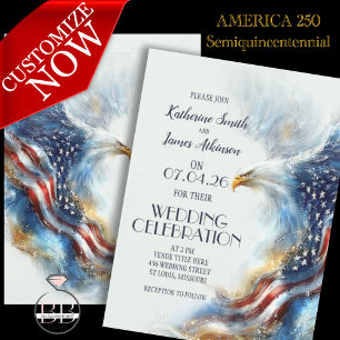 Invitation RSVP Pygargue à tête blanche Patriotique USA Semiq