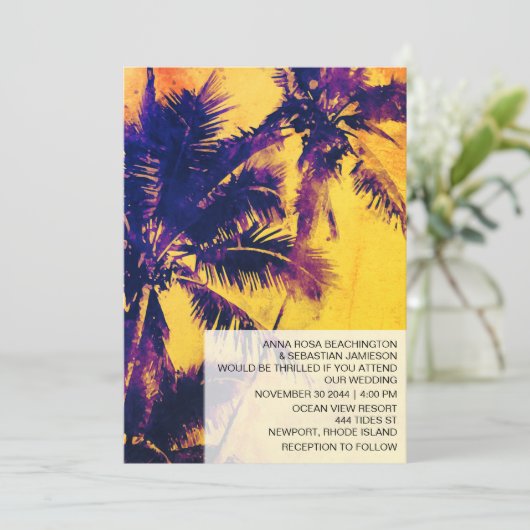 Invitation *~* RSVP QR AP13 Exotic PHOTO Palms Mariage (Debout devant)