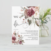 Invitation *~* RSVP QR AR15 Floral Burgundy Rose MARIAGE (Debout devant)