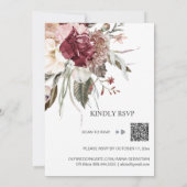 Invitation *~* RSVP QR AR15 Floral Burgundy Rose MARIAGE (Dos)