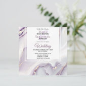 Invitation *~* RSVP QR GOLD LAVENDER MARBLe AR66 Mariage (Debout devant)