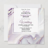 Invitation *~* RSVP QR GOLD LAVENDER MARBLe AR66 Mariage (Devant)