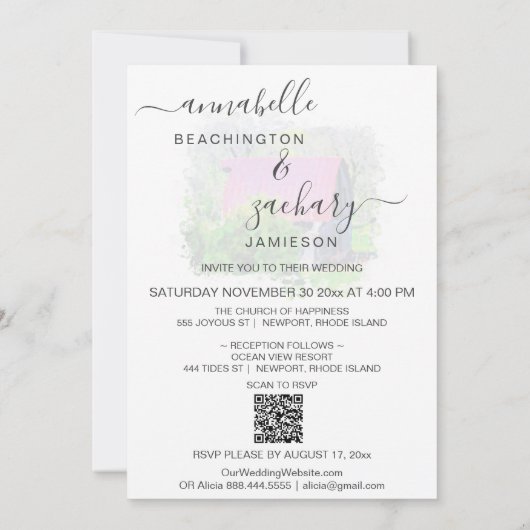 Invitation *~* RSVP QR Old Barn Country Rustic AR19 Mariage (Dos)