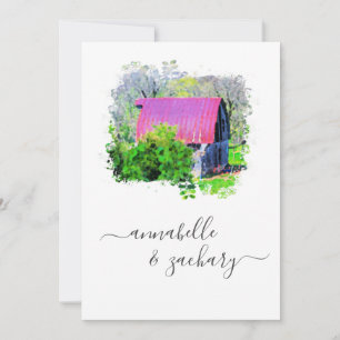 Invitation *~* RSVP QR Old Barn Country Rustic AR19 Mariage