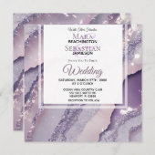 Invitation *~* RSVP QR SILVER LAVENDER AGATE AR66 Mariage (Devant / Derrière)