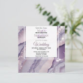 Invitation *~* RSVP QR SILVER LAVENDER AGATE AR66 Mariage (Debout devant)