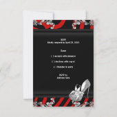 Invitation RSVP Quinceanera 15e Robe Rouge Zebra Chaussure (Dos)