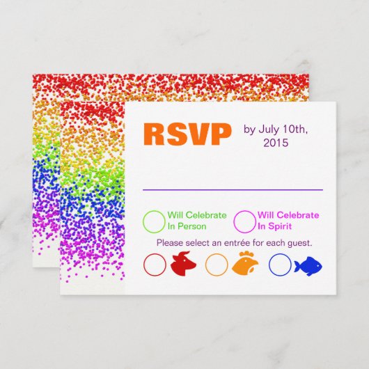 Invitation RSVP Rainbow Mariage Amusant Et Moderne (Devant / Derrière)