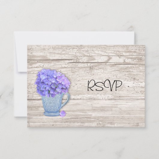 Invitation RSVP Réception Hydrangea de Campagne (Devant)