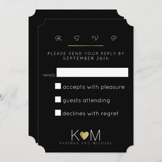 Invitation RSVP / répondre . étiquette de réponse mariage (Devant / Derrière)