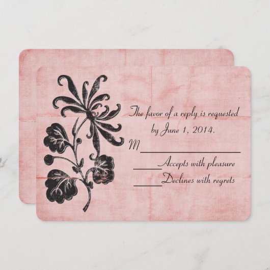 Invitation RSVP rose en bande (Devant / Derrière)