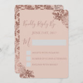 Invitation RSVP - Rose Gold Rose et Fleur de Blush Rose (Devant / Derrière)