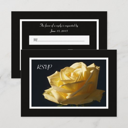Invitation RSVP Rose Jaune (Devant / Derrière)