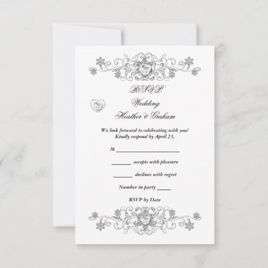 Invitation RSVP Rose Mariage Diamant Cœurs Rose Blanc (Dos)