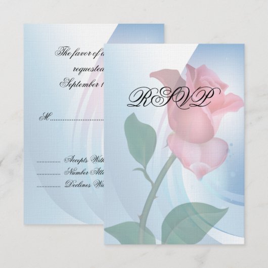 Invitation RSVP Rose Rose (Devant / Derrière)
