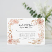 Invitation RSVP Rose Terracite Aquarelle Fleurs Mariage (Debout devant)