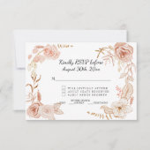 Invitation RSVP Rose Terracite Fleurs Aquarelle Mariage (Devant)