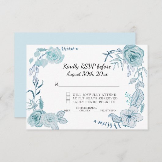 Invitation RSVP Rose Terracotta Fleurs Aquarelle Mariage (Devant / Derrière)