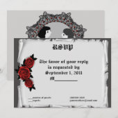 Invitation RSVP Roses gothiques bijoux dentelle camée (Devant / Derrière)