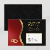 Invitation RSVP Rouge Noir & Or (Devant / Derrière)