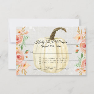 Invitation RSVP Rustique Aquarelle Floral Citrouille Blanche 