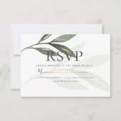 Invitation RSVP | Sage Green Olive Branch Feuilles d'aquarell (Devant)