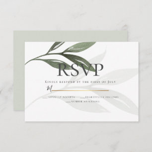 Invitation RSVP Sage Green Olive Branch Feuilles d'aquarell