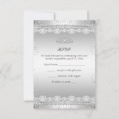 Invitation RSVP Silver Bow & Lace Quinceanera Anniversaire (Dos)