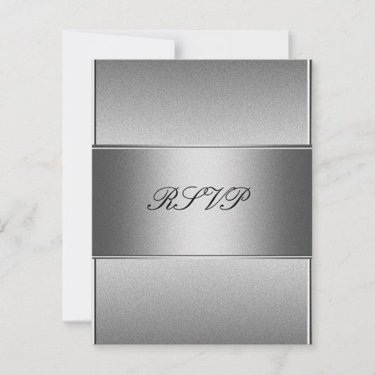 Invitation RSVP Silver Grey Métal Noir 21e anniversaire (Devant)