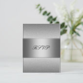 Invitation RSVP Silver Grey Métal Noir 21e anniversaire (Debout devant)