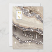 Invitation *~ RSVP SILVER IVORY QR Initiales AR66 Mariage (Devant)