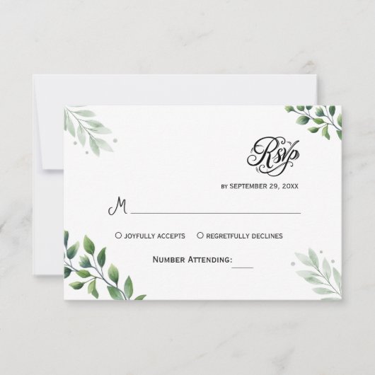 Invitation RSVP Simple Végétal Eucalyptus (Devant)