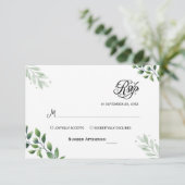 Invitation RSVP Simple Végétal Eucalyptus (Debout devant)