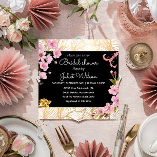 Invitation RSVP Soiree Turquoise Gold damask douche de nage