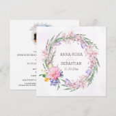 Invitation *~* RSVP Sweet Boho Floral Wreath QR AR12 Mariage (Devant / Derrière)