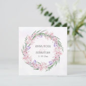 Invitation *~* RSVP Sweet Floral Wreath Boho QR AR12 Mariage (Debout devant)