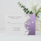 Invitation RSVP Tourbillons Fleurs Violet Lavande Argenté Orn (Debout devant)