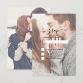 Invitation RSVP Transparent Photo Mariage et Typographie (Devant / Derrière)